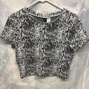 Divided Black and White Textured Crop Top